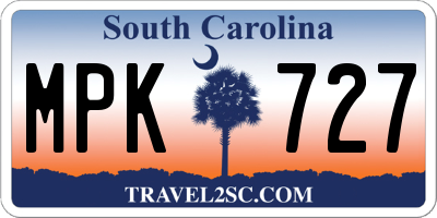 SC license plate MPK727