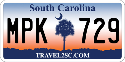 SC license plate MPK729