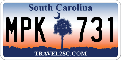 SC license plate MPK731