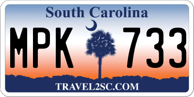 SC license plate MPK733