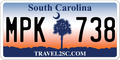 SC license plate MPK738