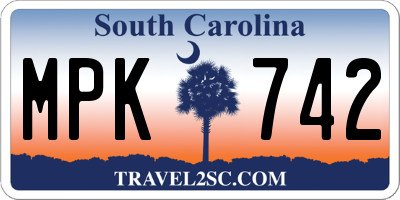 SC license plate MPK742
