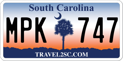 SC license plate MPK747