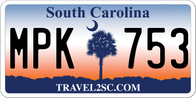 SC license plate MPK753