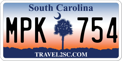 SC license plate MPK754