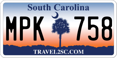 SC license plate MPK758