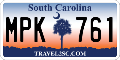 SC license plate MPK761