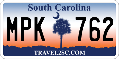SC license plate MPK762