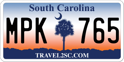 SC license plate MPK765