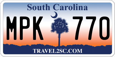 SC license plate MPK770