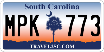 SC license plate MPK773