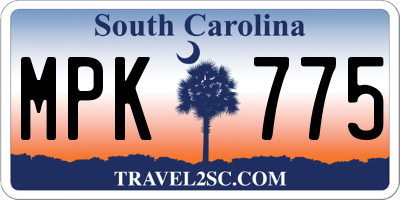 SC license plate MPK775