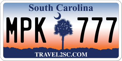 SC license plate MPK777