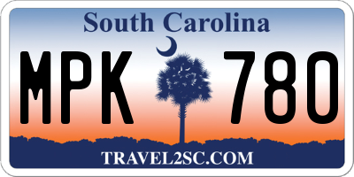 SC license plate MPK780