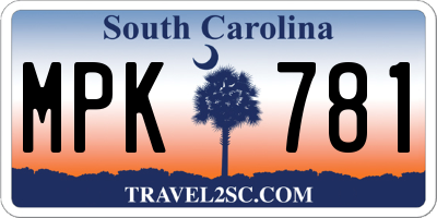 SC license plate MPK781