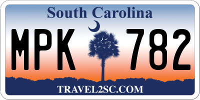 SC license plate MPK782