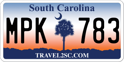 SC license plate MPK783