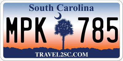 SC license plate MPK785