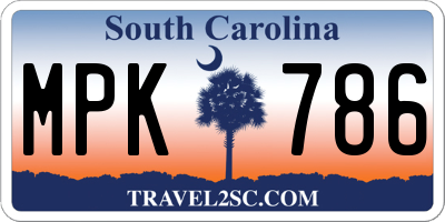 SC license plate MPK786
