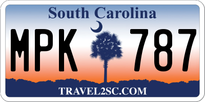 SC license plate MPK787
