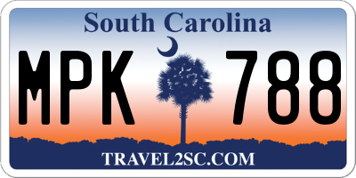 SC license plate MPK788