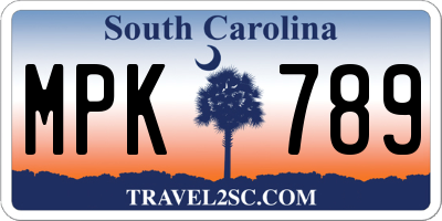 SC license plate MPK789