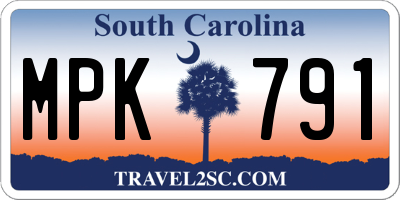 SC license plate MPK791