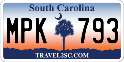 SC license plate MPK793