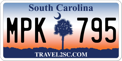 SC license plate MPK795
