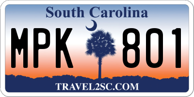 SC license plate MPK801