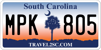 SC license plate MPK805