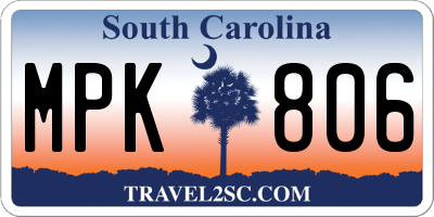 SC license plate MPK806