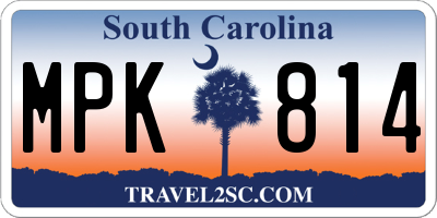 SC license plate MPK814