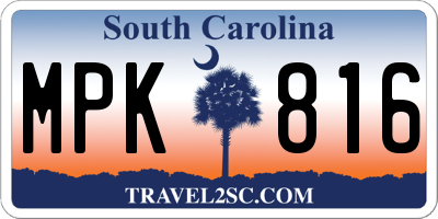 SC license plate MPK816