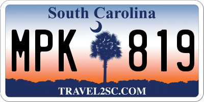 SC license plate MPK819