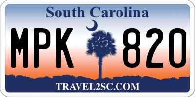SC license plate MPK820