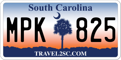 SC license plate MPK825