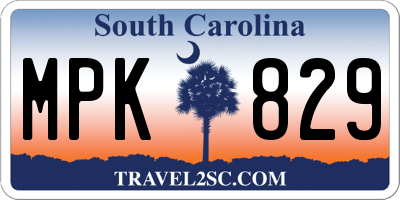 SC license plate MPK829