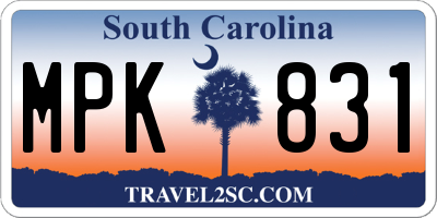 SC license plate MPK831