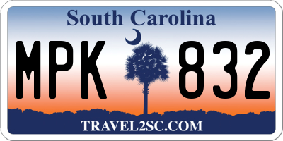 SC license plate MPK832