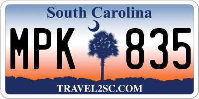 SC license plate MPK835