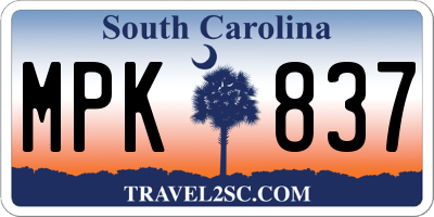 SC license plate MPK837
