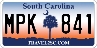 SC license plate MPK841