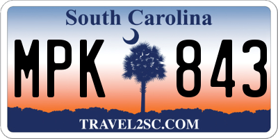 SC license plate MPK843