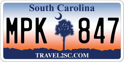 SC license plate MPK847