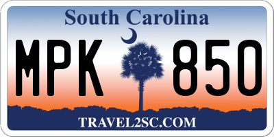 SC license plate MPK850