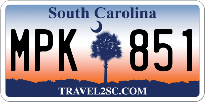 SC license plate MPK851