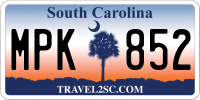 SC license plate MPK852