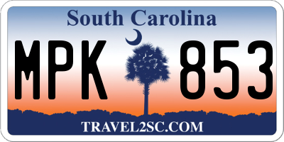 SC license plate MPK853
