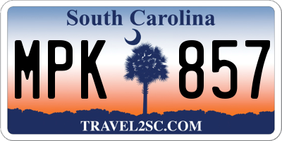 SC license plate MPK857